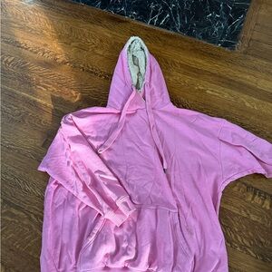 Aerie Pink and Cream Sherpa Hoodie